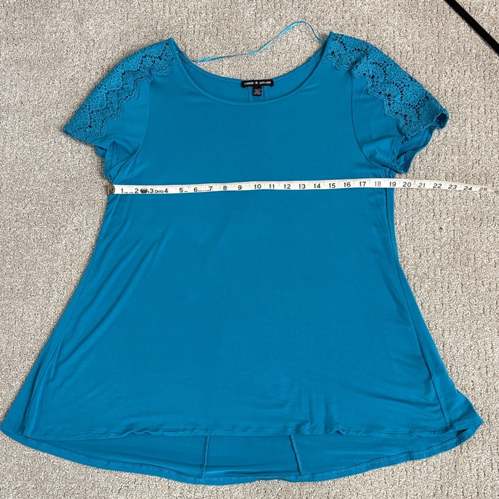 Cable & Gauge Blue Short Sleeve Top XL - Picture 2 of 5